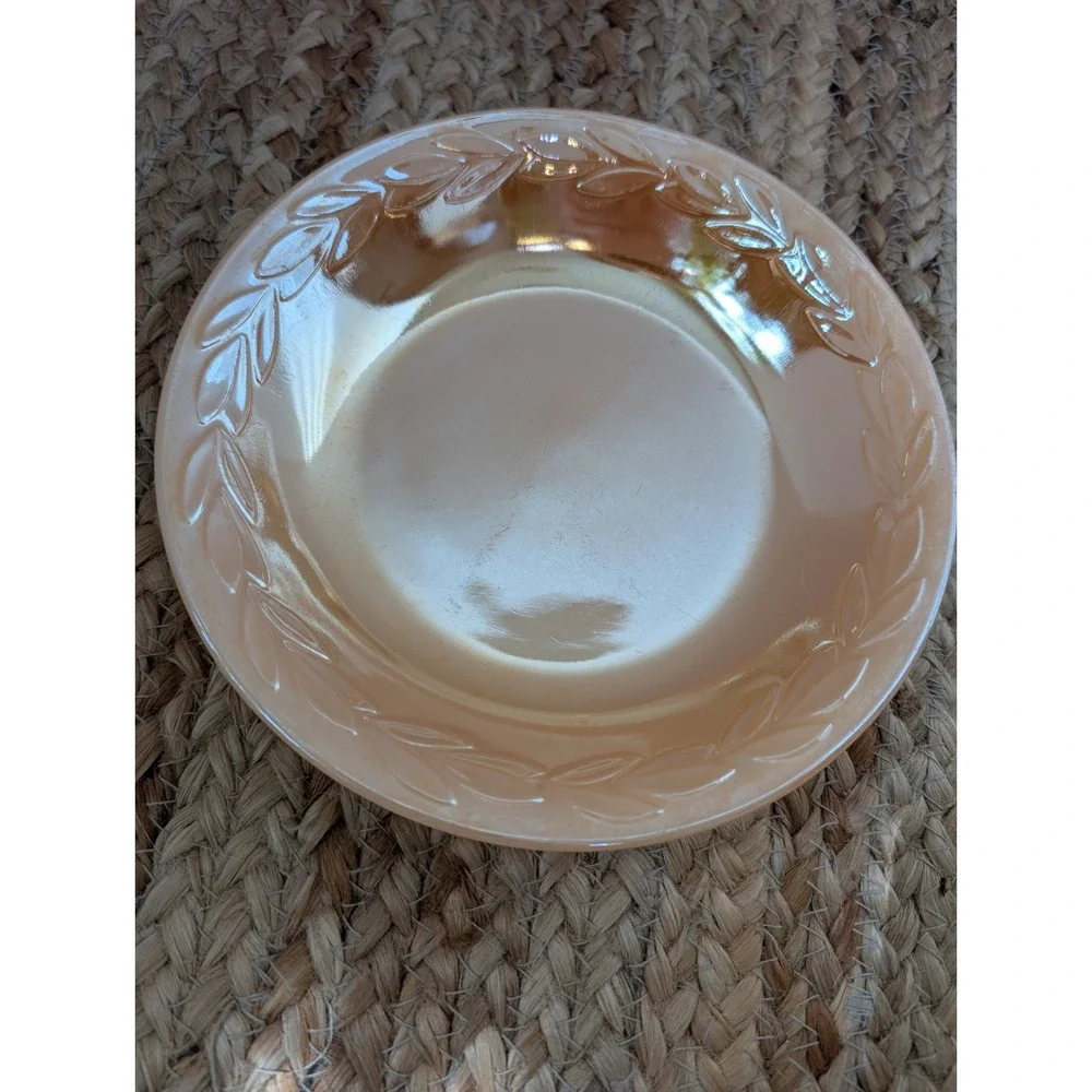 Vintage Fire King Ovenware Peach Lustre Beehive Bowl W/Handle & a 7.5